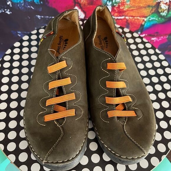 Spring Step Prestigious Slip-On Shoes Green Orange US 6.5-7 EU 37 - Picture 2 of 11